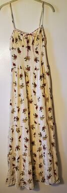 Pretty Garbage Flourish Allegra Tiered Sz S Maxi Dress Floral Cream Y2K Cottage